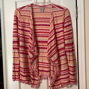 Chicos fringed open front sweater